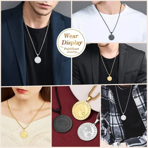 Miniatura 6 de FaithHeart Collar con colgante de lobo vikingo nórdico para hombres y mujeres, acero inoxidable, chapado en oro de 18 quilates, joyería con embalaje