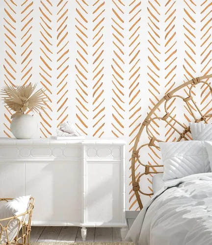 HAOKHOME Papel tapiz autoadhesivo con rayas bohemias para despegar y pegar, removible, papel de contacto mural autoadhesivo de vinilo chevron color
