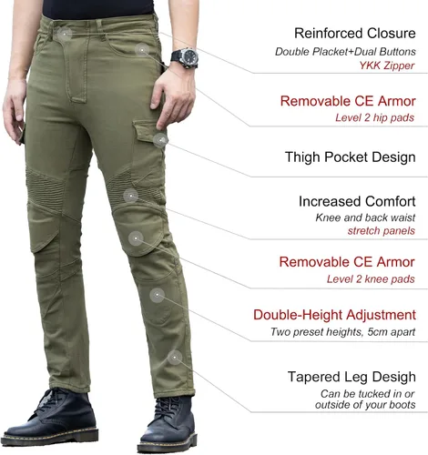 Miniatura 4 de CTBQiTom Pantalones de motocicleta para hombres Jeans elásticos de montar con armadura CE Nivel 2 Pantalones para desplazamientos urbanos