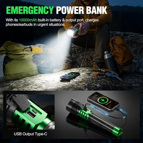 Miniatura 6 de WdtPro Linternas LED recargables de alto lúmenes, linterna recargable súper brillante de 90000LM con pantalla LCD, 5 modos y potente linterna