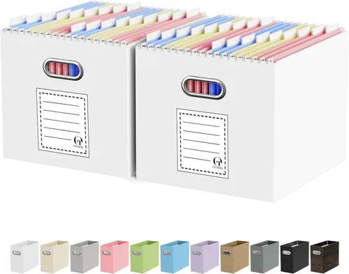Miniatura 50 de Oterri Caja organizadora de archivos de cartón para colgar carpetas de archivos, tamaño carta, caja de archivos para escritorio de computadora