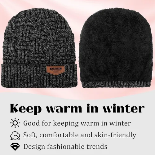 Miniatura 10 de Loritta Gorro de invierno cálido de punto grueso y holgado para hombre