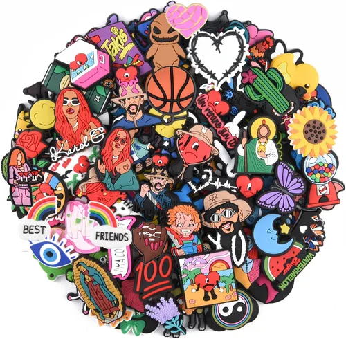 Lote de 25, 50 y 100 dijes diferentes al azar para zapatos, decoración de niños, niñas, hombres, mujeres, recuerdos de fiesta, regalos de cumpleaños