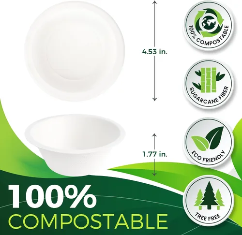 Miniatura 2 de Tazas de papel de 9 onzas de muestra [paquete de 100], tazas desechables resistentes perfectas para salsa para mojar y aperitivos, 100% compostables