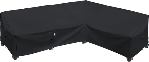 Miniatura 30 de Funda de Sofá Seccional de Servicio Pesado para Exteriores, Fundas Impermeables 600D para Sofá Seccional de Patio, Funda para Muebles de Jardín