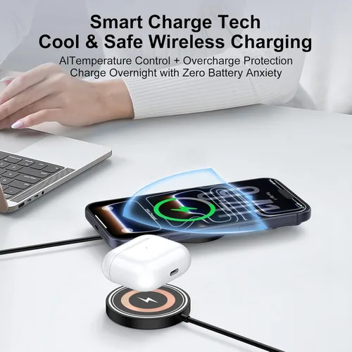 Miniatura 5 de Cargador inalámbrico magnético para iPhone 17e Mag-Safe, 2 unidades, cargador inalámbrico magnético de 15 W, almohadilla de carga rápida para iPhone