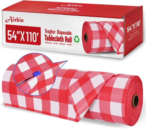 Miniatura 14 de Mantel de plástico, 310 pies x 54 pulgadas, mantel desechable con cualquier corte de corte, rollo de plástico de alta calidad para fiestas, pícnics