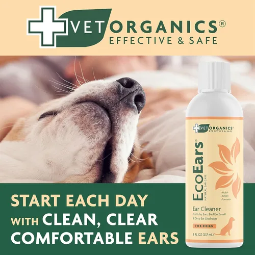 Miniatura 6 de Vet Organics EcoEars Limpiador de oídos para perro, fórmula natural para acumulación de olor y cera, limpia suavemente las orejas de perro, paquete
