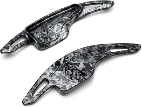 Miniatura 6 de iJDMTOY Extensiones de palanca de cambios de paleta más grandes estilo patrón de fibra de carbono forjada compatibles con Chevrolet 2014-2019 C7