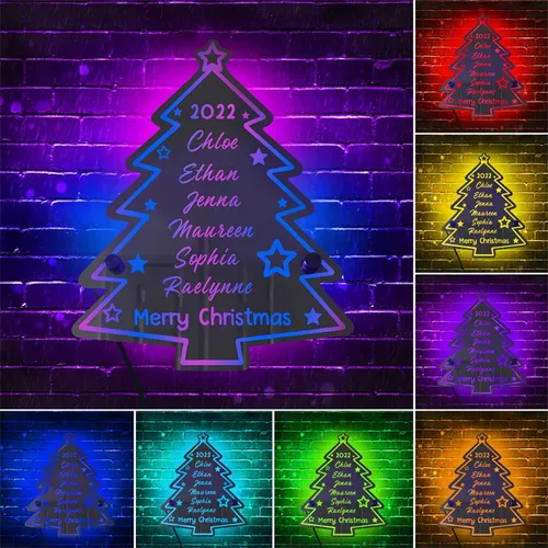 Miniatura 11 de Rompecabezas de nombre de familia personalizado, luz LED, espejo de corazón, espejo de dormitorio, espejo acrílico personalizado de 1 a 12 nombres