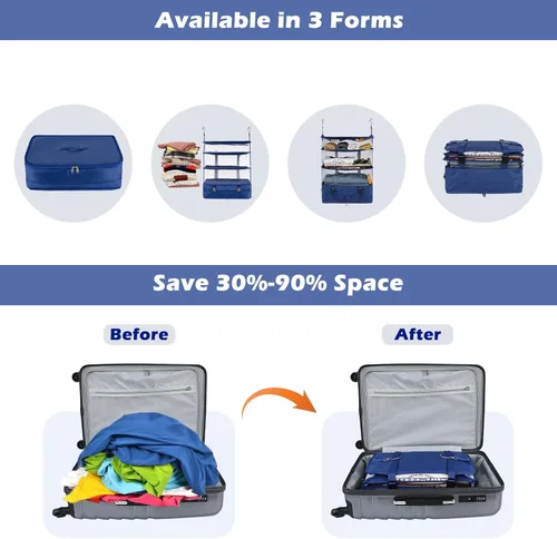 Miniatura 3 de Surblue Bolsa de Almacenamiento Colgante para Armario Plegable de 3 Estantes de Tela Oxford Lavable con 2 Ganchos