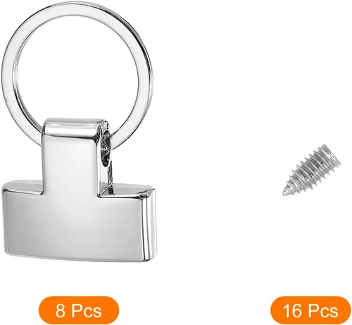 Miniatura 3 de uxcell Accesorios para llavero con llavero y anillo para bolso de mano para llavero de automóvil, cordón colgante Tono plateado