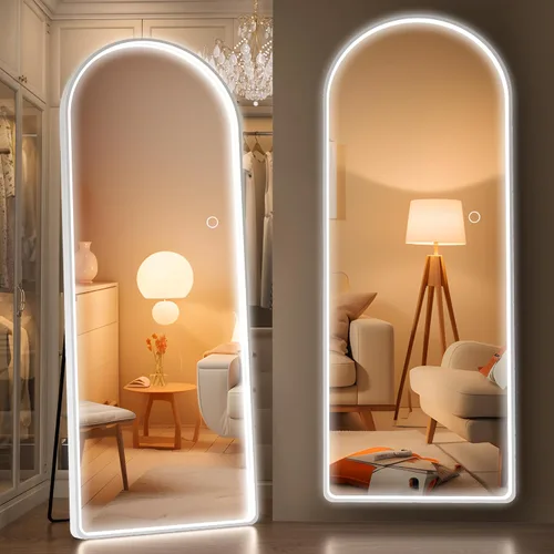 Miniatura 11 de Hasipu Espejo de Cuerpo Completo de 55" X 18" con Luces, Espejo LED de Cuerpo Completo con Marco Blanco en Arco y 3 Temperaturas de Color y Brillo