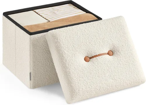 Miniatura 15 de SONGMICS Otomana pequeña plegable de almacenamiento, taburete reposapiés, 12.2 x 16.1 x 12.2 pulgadas, otomana con almacenamiento, carga de hasta