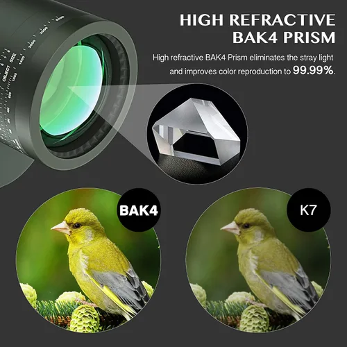 Miniatura 4 de AOMEKIE Prismáticos marinos para adultos, 10x50, impermeables, con telémetro brújula prisma BAK4, lente FMC para observación de aves, caza, Verde