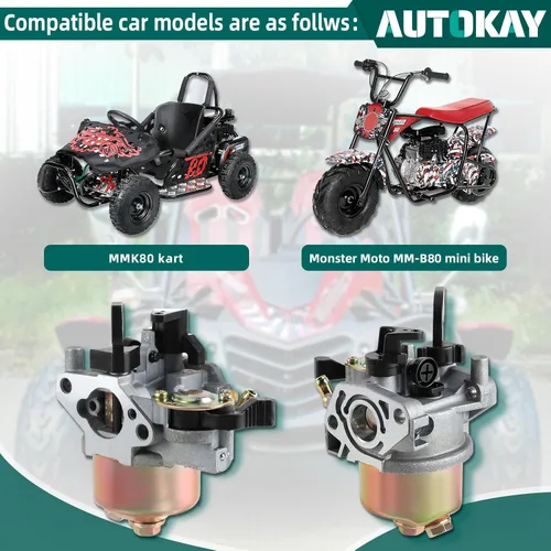 Miniatura 2 de AUTOKAY Carburador para MBX10 MBX11 79cc 97cc Carb Monster Moto MM-B80 80cc Mini Pit Bike Carb