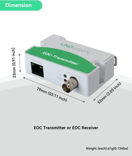 Miniatura 8 de 【Actualizado】LINOVISION POE sobre coaxial EOC convertidor IP sobre coaxial máximo 3000 pies de potencia y transmisión de datos sobre cable coaxial