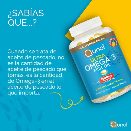 Miniatura 4 de Qunol Mini cápsulas blandas Omega 3 de aceite de pescado, 1000 mg Omega 3 EPA + DHA, suplementos ultra puros, apoyo para la salud cardíaca, sabor a