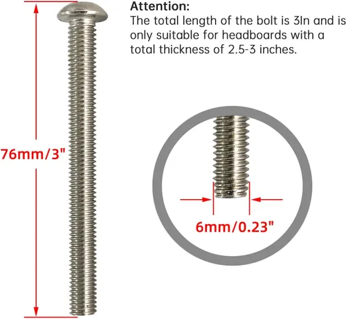 Miniatura 4 de Kit universal de accesorios para cabecero y estribo, tuercas y pernos de acero inoxidable 304 para marco de cama, cabecero y estribo