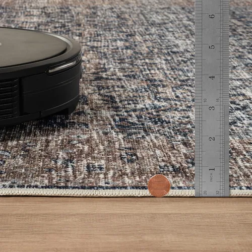 Miniatura 9 de Bloom Rugs Caria Alfombra de Pasillo Lavable Antideslizante de 10 ft - Azul Oscuro/Tostado Alfombra de Pasillo Tradicional para Entrada, Pasillo