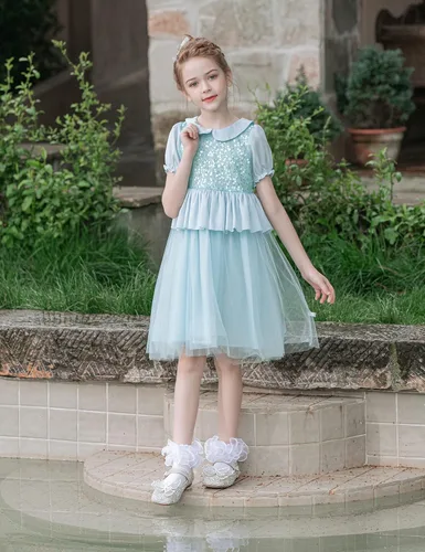 Miniatura 4 de Dicry Calcetines de encaje doble para niñas pequeñas con puños ondulados y volantes grandes para bebés y niños