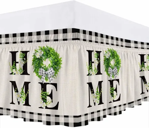 Miniatura 7 de Flower Leave Home - Falda de cama de tamaño King de 16 pulgadas de caída, ajustable y elástica, plisada, con volantes de polvo de lujo para cama