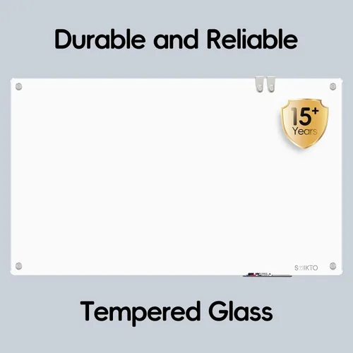 Miniatura 3 de Pizarra blanca de cristal – Pizarra de cristal de borrado en seco de 36 x 24 pulgadas, pizarra magnética blanca pura para escritura, pizarras