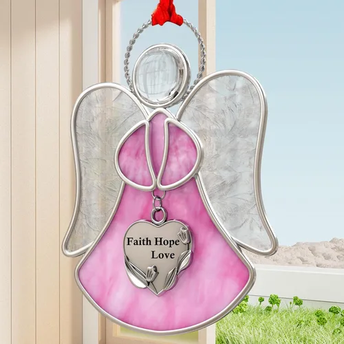 Miniatura 14 de Atrapasoles de Vidrio Emplomado para Ventanas Colgantes de Ángel Azul Adorno Personalizado de Metal Regalos Decorativos para Mamá Abuela Amiga