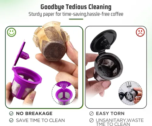 Miniatura 2 de VIVI SKY Filtros de papel de café K cup con tapa, desechables para Keurig, se adapta a todas las marcas de filtros Keurig de una sola porción