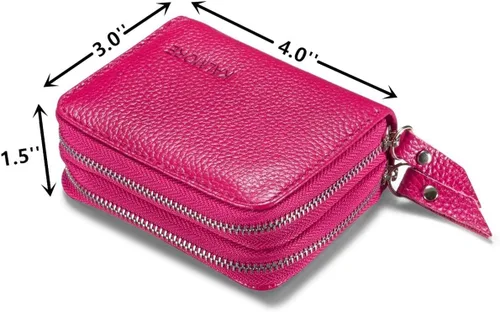 Miniatura 3 de Women's Leather RFID Secured Spacious Cute Zipper Card Wallet Small Purse