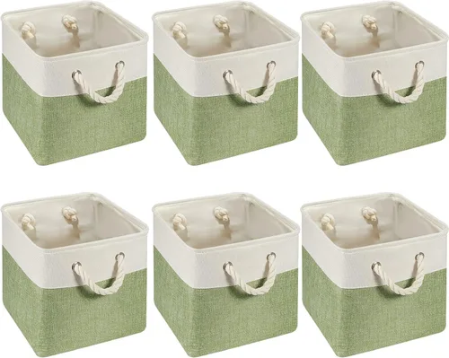 Miniatura 8 de Geiserailie 6 cubos de almacenamiento de 13 x 13 pulgadas, organizadores de tela, canastas plegables con asas de transporte resistentes, cestas