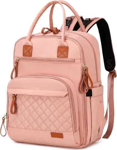 Miniatura 9 de LORADI Mochila grande de 18 bolsillos para pañales con bolsillos impermeables y hebilla para cochecito, bolso convertible para bebé (Negro, Grande)