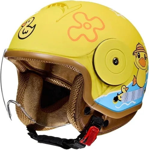 Miniatura 8 de Casco de motocicleta retro para niños 3/4, aprobado por el DOT, casco vintage de cara abierta para scooter eléctrico, kart, bicicleta de tierra, Azul