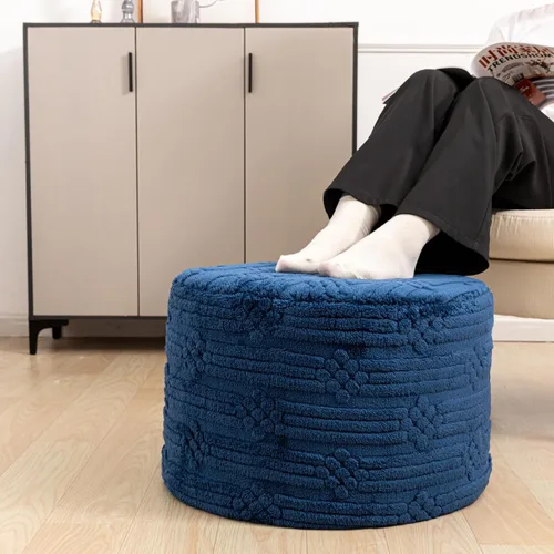 Miniatura 11 de Asuprui Puf otomano reposapiés – Taburete redondo de espuma todo en uno de felpa para un descanso acogedor, puf de piso y decoración elegante (café)
