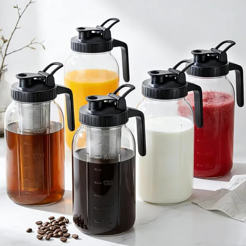 Miniatura 7 de Cafetera de cerveza fría de 32 onzas de boca ancha con filtro de acero inoxidable, jarra de infusión fría hermética y a prueba de fugas de 1 cuarto