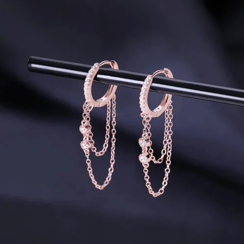 Miniatura 6 de Reffeer Aretes colgantes de cadena de plata de ley 925 para mujeres, adolescentes y niñas