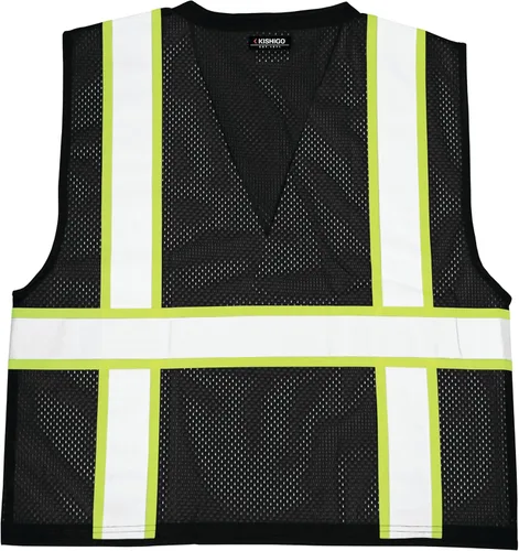 Miniatura 5 de Kishigo Black Enhanced Visibility Men's Vest B100, Multi Pocket Mesh Hi-Vis Vest, Ultra-Cool Polyester, 6 Pockets, Zipper Negro