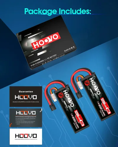 Miniatura 7 de HOOVO 2S Lipo Batería 7.4V 80C 5200mAh RC Batería con enchufe TR Estuche rígido para RC Car Truck Truggy Buggy Tank RC Avión, Helicóptero, Barco