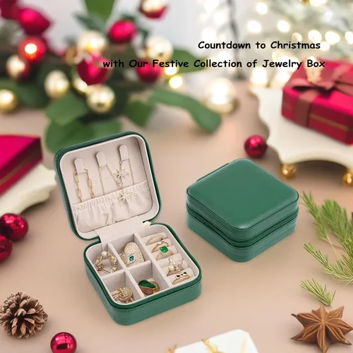 Miniatura 26 de Organizador de joyas Vlando para almacenaje y exhibición, joyero para viaje, imitación de piel, para anillos, aretes, collares.