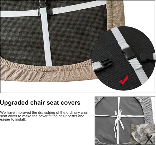 Miniatura 6 de Genina Fundas de asiento impermeables para sillas de comedor, fundas para sillas de comedor, fundas para sillas de cocina (caqui, 6 piezas)