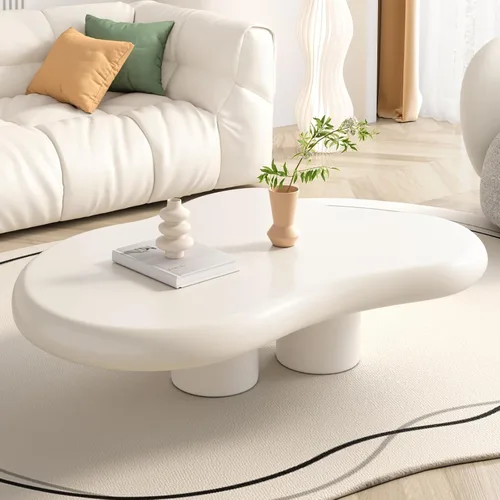 Miniatura 13 de Cloud - Mesa de centro moderna de 35.43 pulgadas con 4 patas, mesas auxiliares de estilo simple, mesas de té irregulares para sala de estar