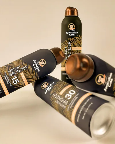 Miniatura 7 de Australian Gold - Protector solar en aerosol continuo con bronceador instantáneo SPF 15, brillo inmediato y secado rápido, amplio espectro