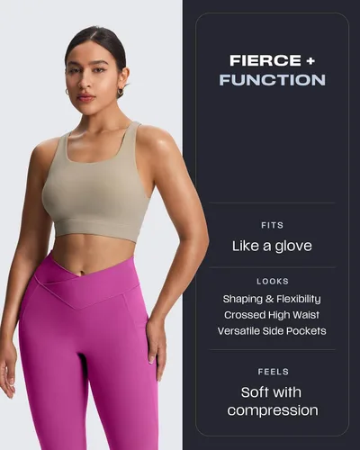Miniatura 78 de Aoxjox Trinity - Pantalones de yoga de cintura alta con bolsillos para mujer, control de abdomen, cintura cruzada, leggings de entrenamiento suaves