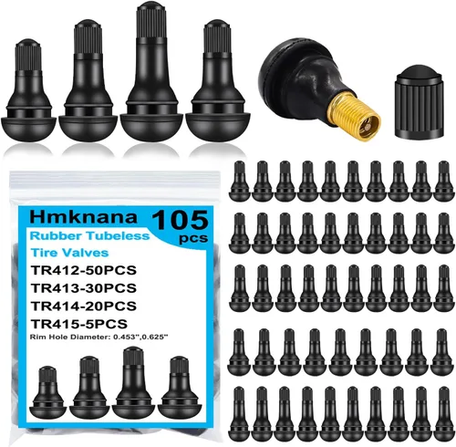 105 unidades de vástagos de válvula de neumático TR412, TR413, TR414, TR415, de goma negra, vástagos de válvula de inserción para reemplazo de