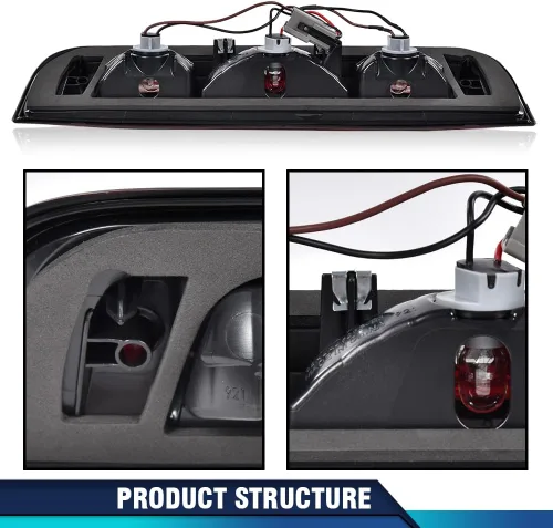Miniatura 7 de PIT66 Tercera luz de freno trasera de montaje alto compatible con Chevy Silverado 2015-2021/compatible con GMC Sierra 1500 2500 3500 2015-2021 Rojo