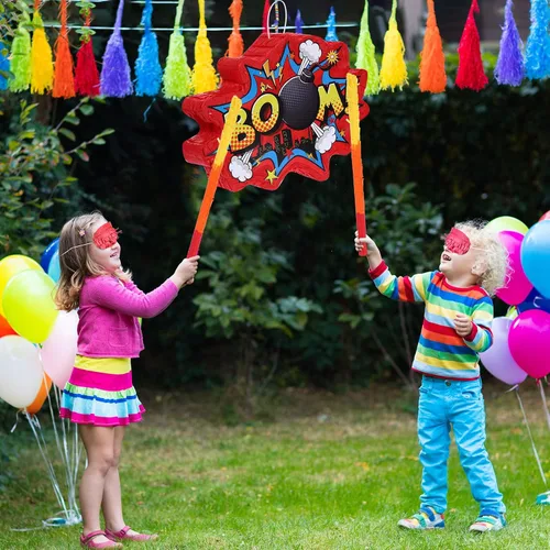 Miniatura 6 de Red Boom Party Piñata Cómic Book Hero Bundle Decoración de Cumpleaños Decoración de Piñatas para Juegos de Cumpleaños Temáticos Héroe Niñas Niños