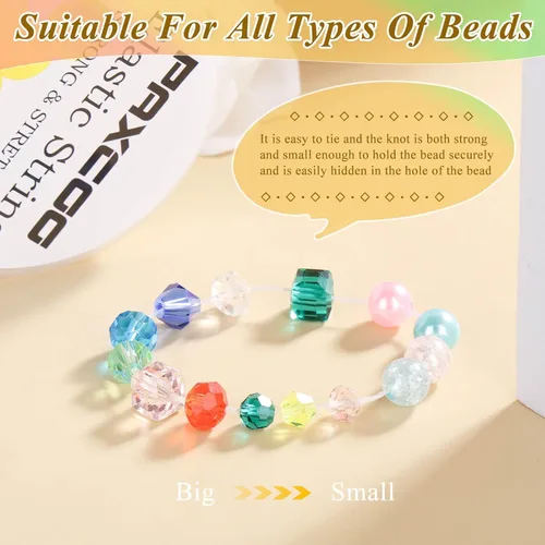 Miniatura 5 de PAXCOO Paquete de 2 cuerdas elásticas para pulseras, cuerda elástica mágica para joyería para pulseras de amistad, collares, cuentas de arcilla