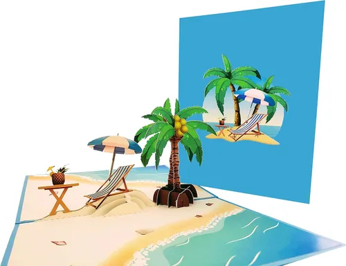 Miniatura 5 de iGifts And Cards Tarjeta emergente de pesca de montaña 3D – Canoa, bosque y trucha saltadora – Día del Padre, cumpleaños, regalo de jubilación