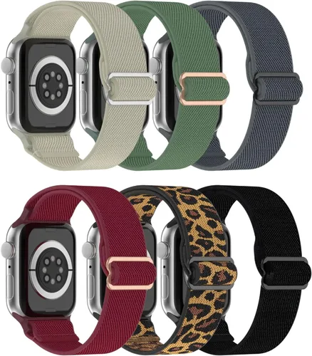 Miniatura 6 de Vanet Paquete de 4 bandas elásticas de nailon compatibles con Apple Watch de 1.496 pulgadas, 1.575 pulgadas, 1.614 pulgadas, 1.654 pulgadas, 1.732