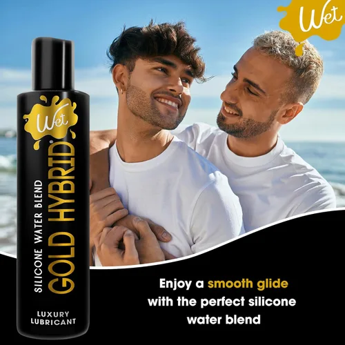 Miniatura 5 de Wet Lubricante híbrido Gold de silicona y a base de agua Rendimiento duradero, fórmula premium Fabricado sin glicerina ni parabenos Lubricante